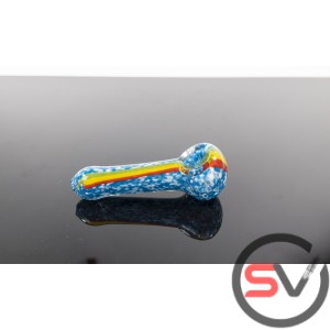 LIGHT BLUE AND WHITE FRIT PIPE WITH RASTA LINE 4inch 3CT/PK